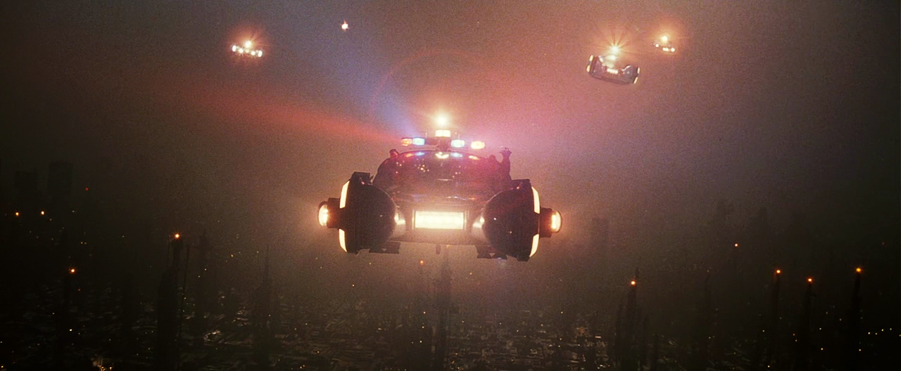 A group of police spinners as seen in Blade Runner.