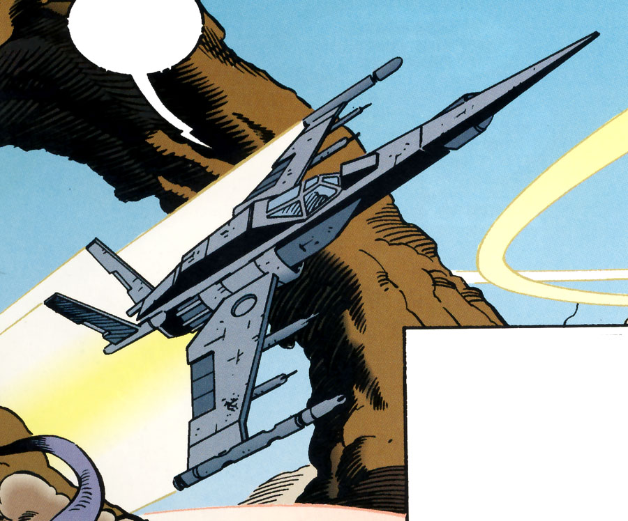 A Star Saber XC-01 starfighter being tested on Ossus.