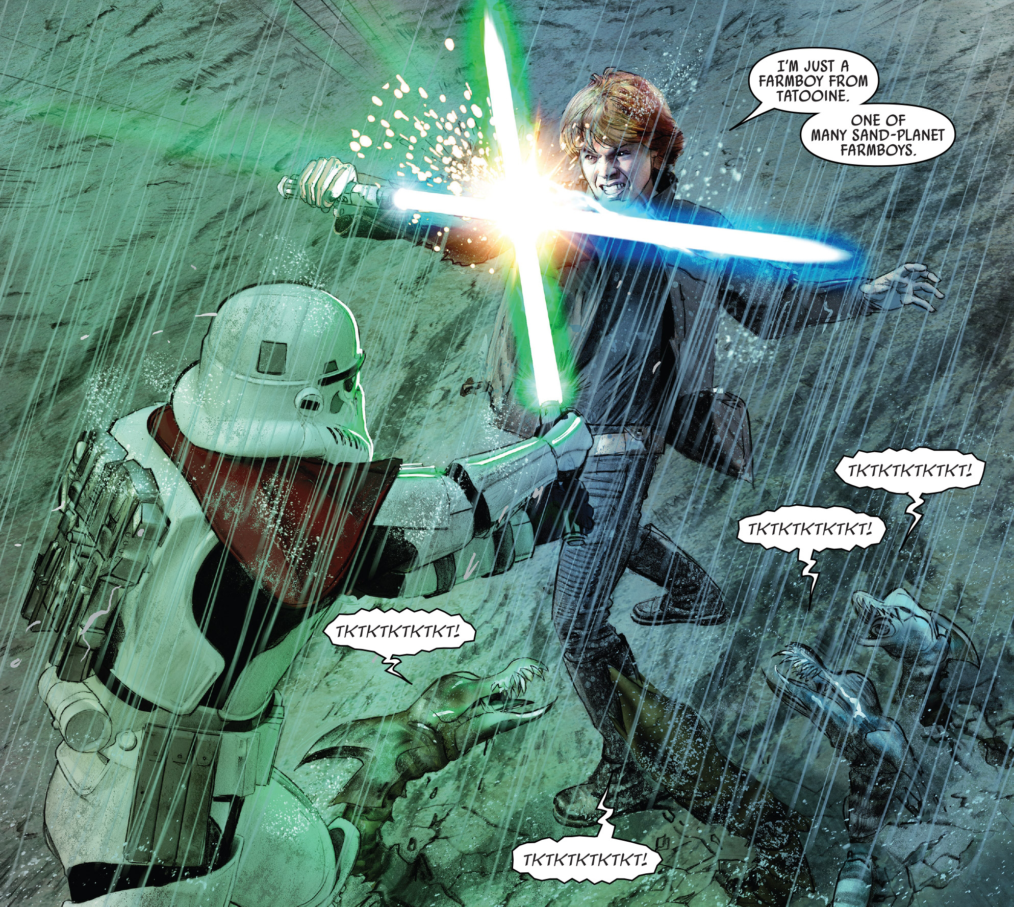 Luke Skywalker battles Sergeant Kreel.