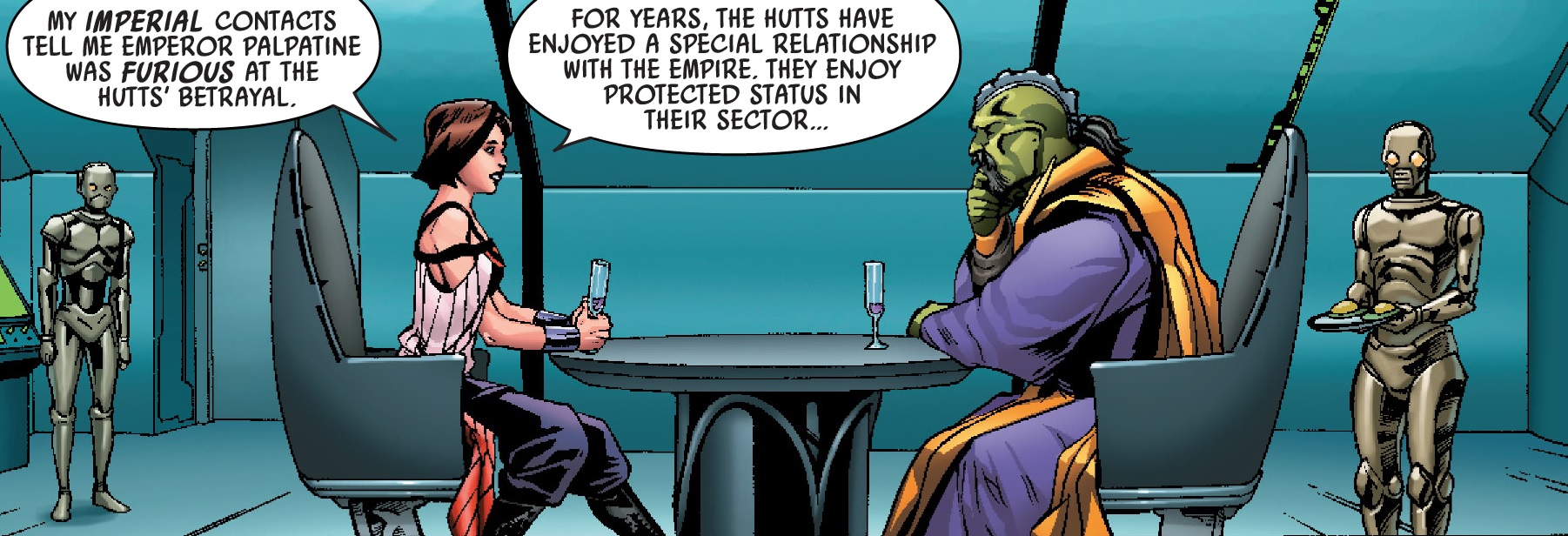 Lady Qi'ra has a meeting with Lord Gyuti.