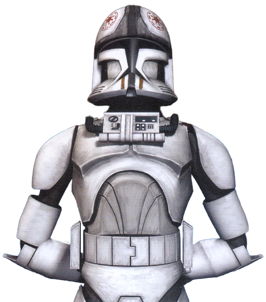 An AT-TE clone trooper pilot in Phase I armor