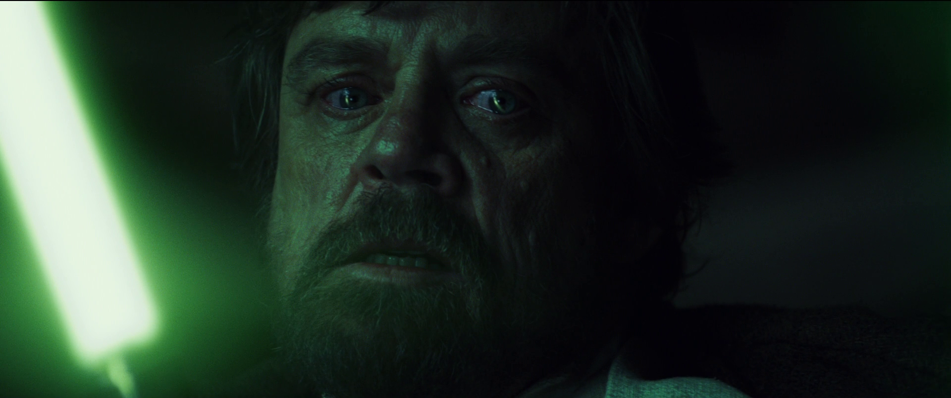 Luke Skywalker's expression in the third flashback