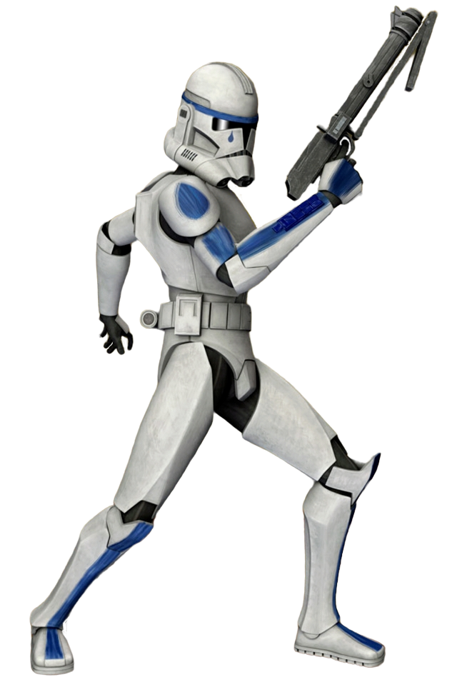 Tup with a standard DC-15 blaster and Phase II armor