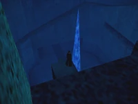 The mysterious blue energy crystal within the temple