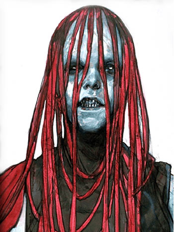 An early concept design for Darth Maul, straight out of Iain McCaig's nightmares