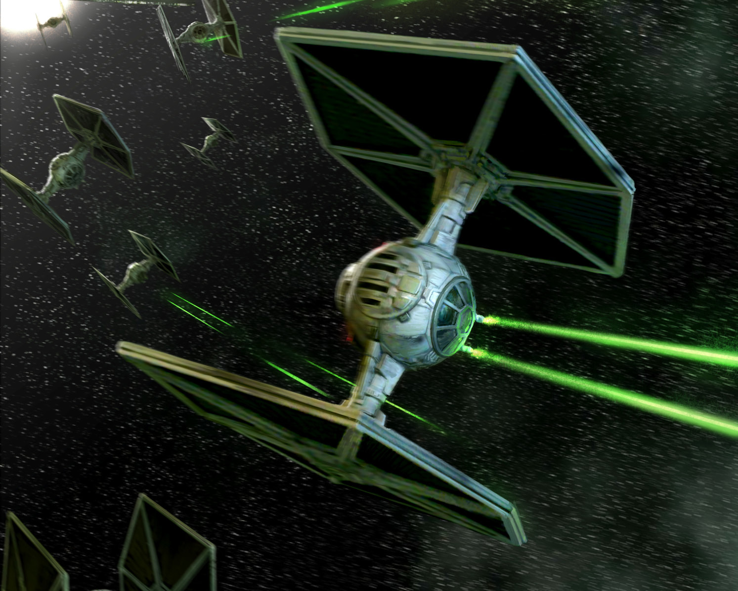 TIE fighter formation.