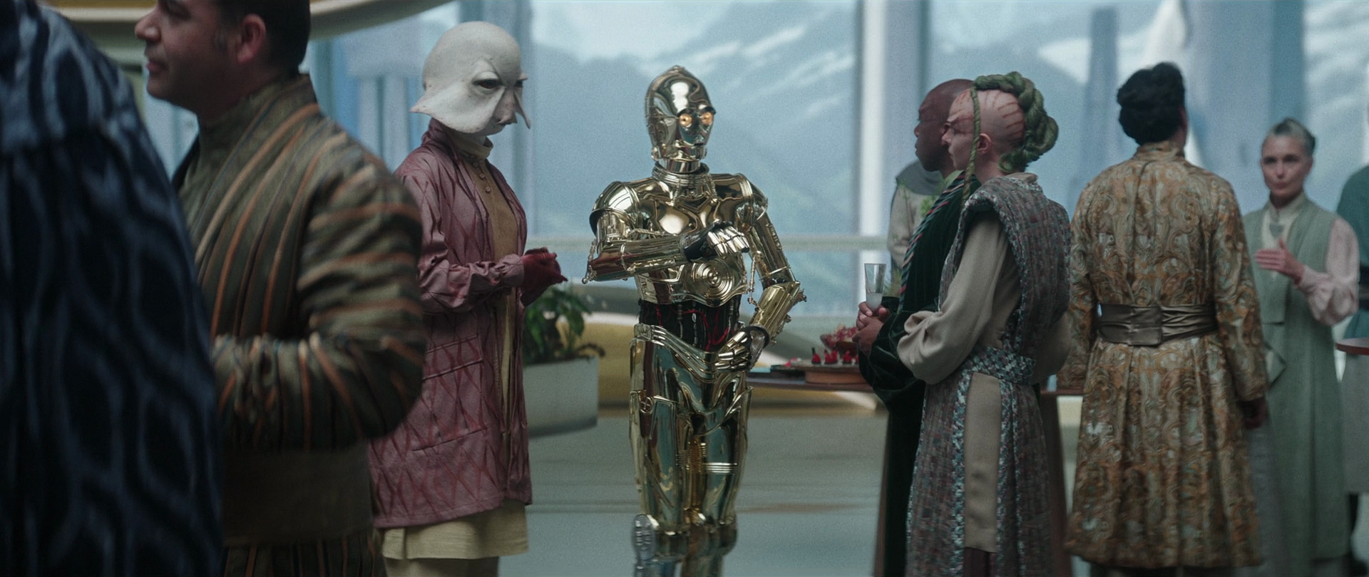 C-3PO translates during a party for the House of Organa.