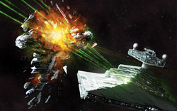 Thunderflare destroys a Nebulon-B frigate with its powerful turbolasers