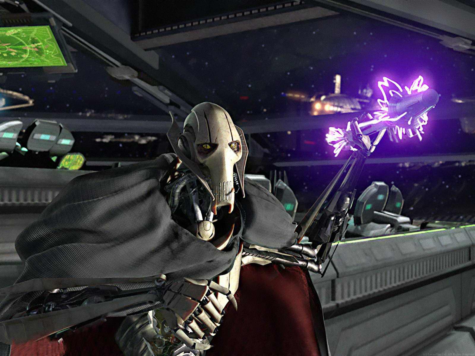 General Grievous using an electrostaff.