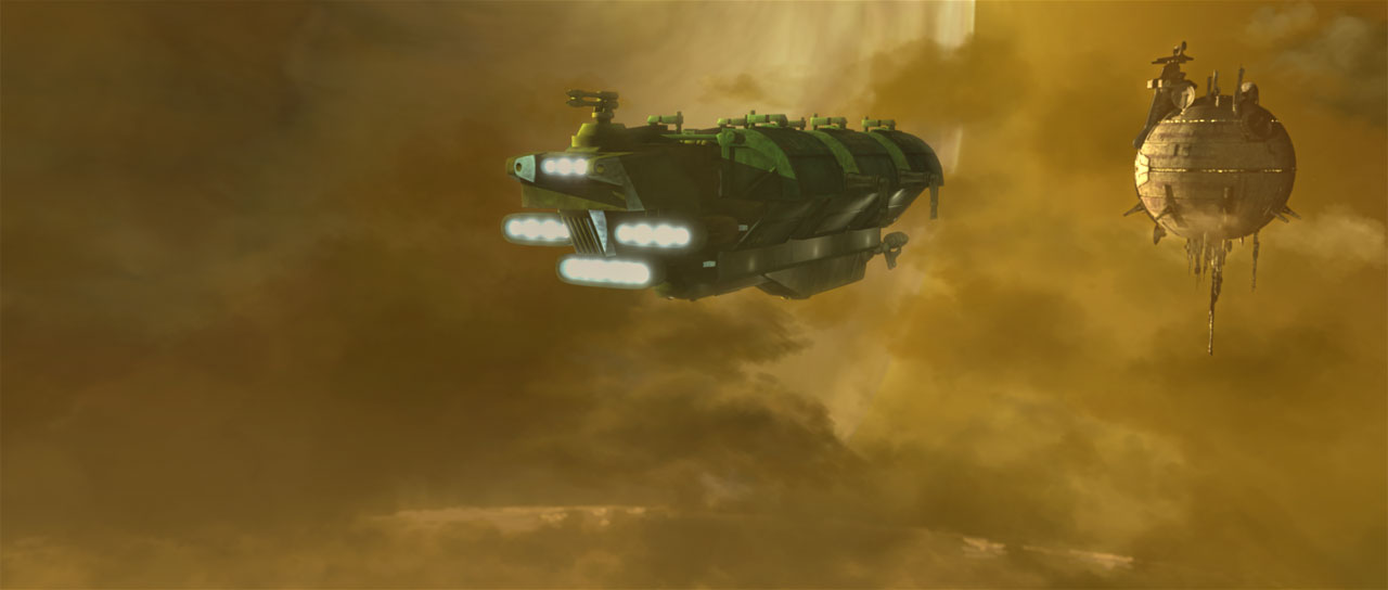 The Vulture's Claw approaches Skytop Station on Ruusan 2.