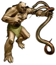 A Coruscani ogre (left) fighting a 