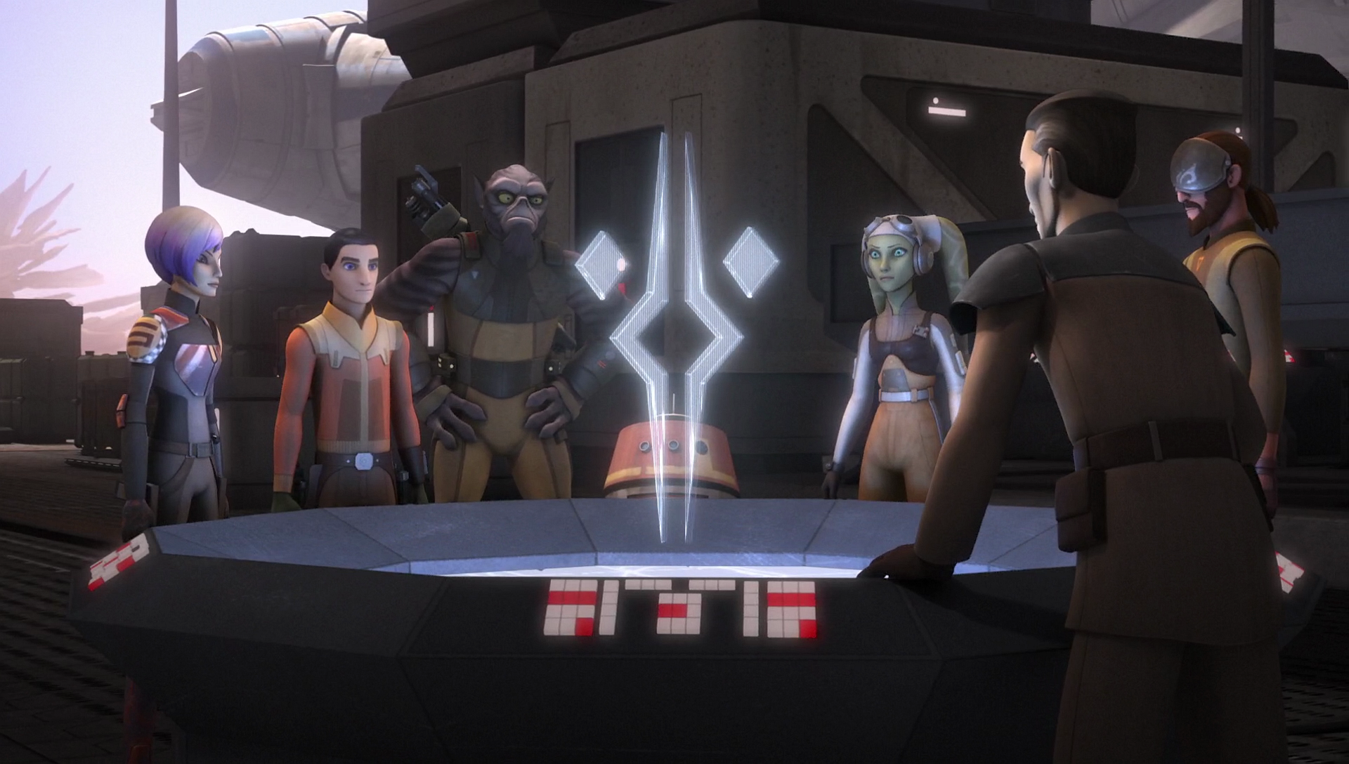 Ezra and his fellow rebels attending a briefing