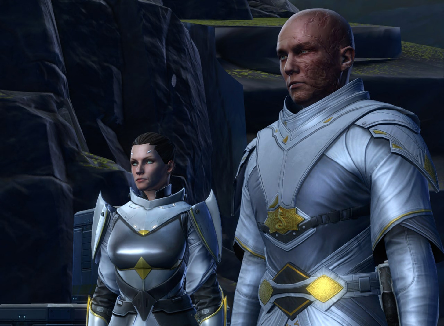 Arcann and Senya assist the Commander during the assault on Odessen.