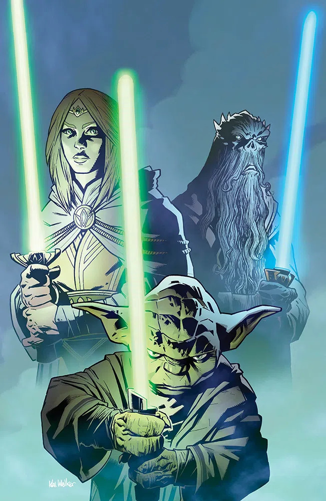 Master Avar Kriss, Grand Master Yoda, and Grand Master Veter (right)