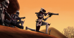 Thire used his squad's last rocket to save General Yoda from a group of droidekas.
