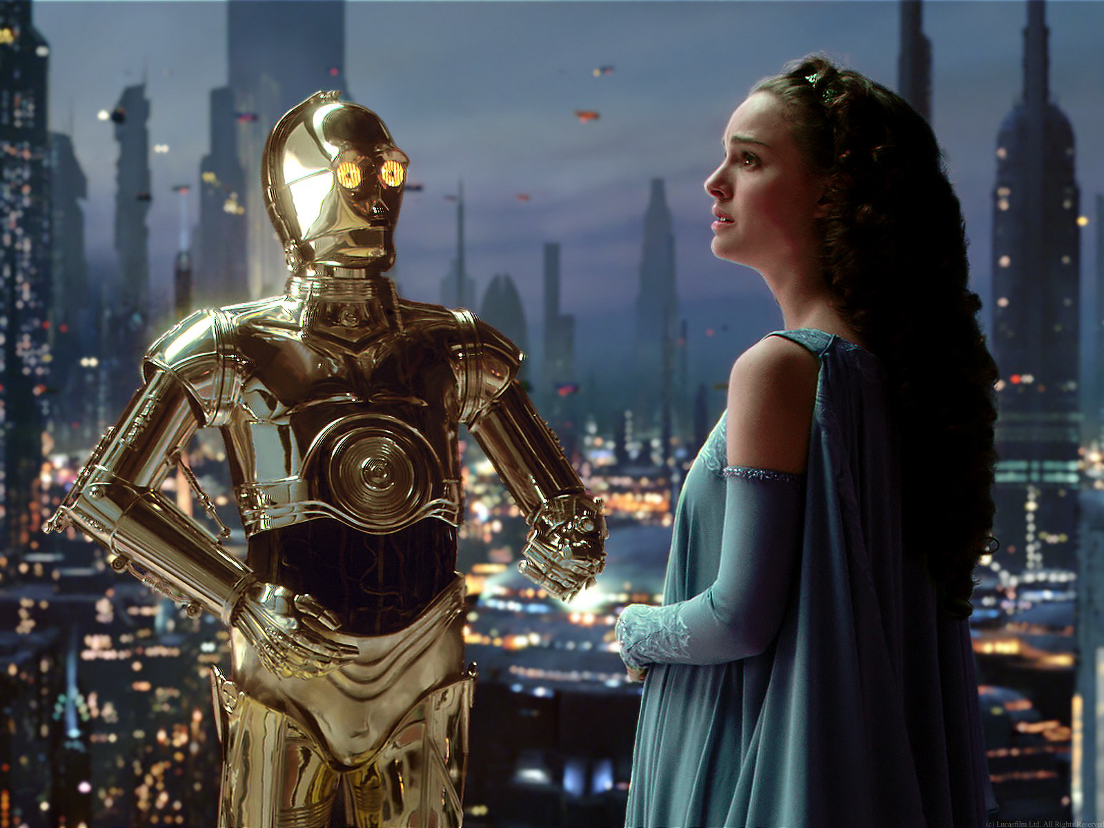 C-3PO and Amidala at the end of the Clone Wars