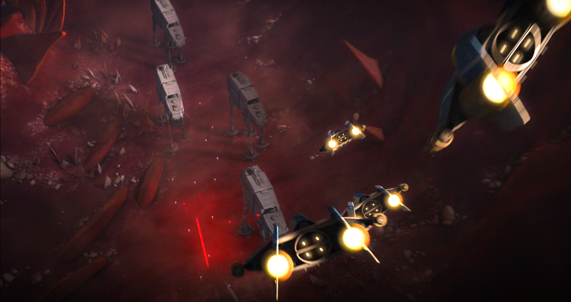 The division is attacked by RZ-1 A-wing interceptors.