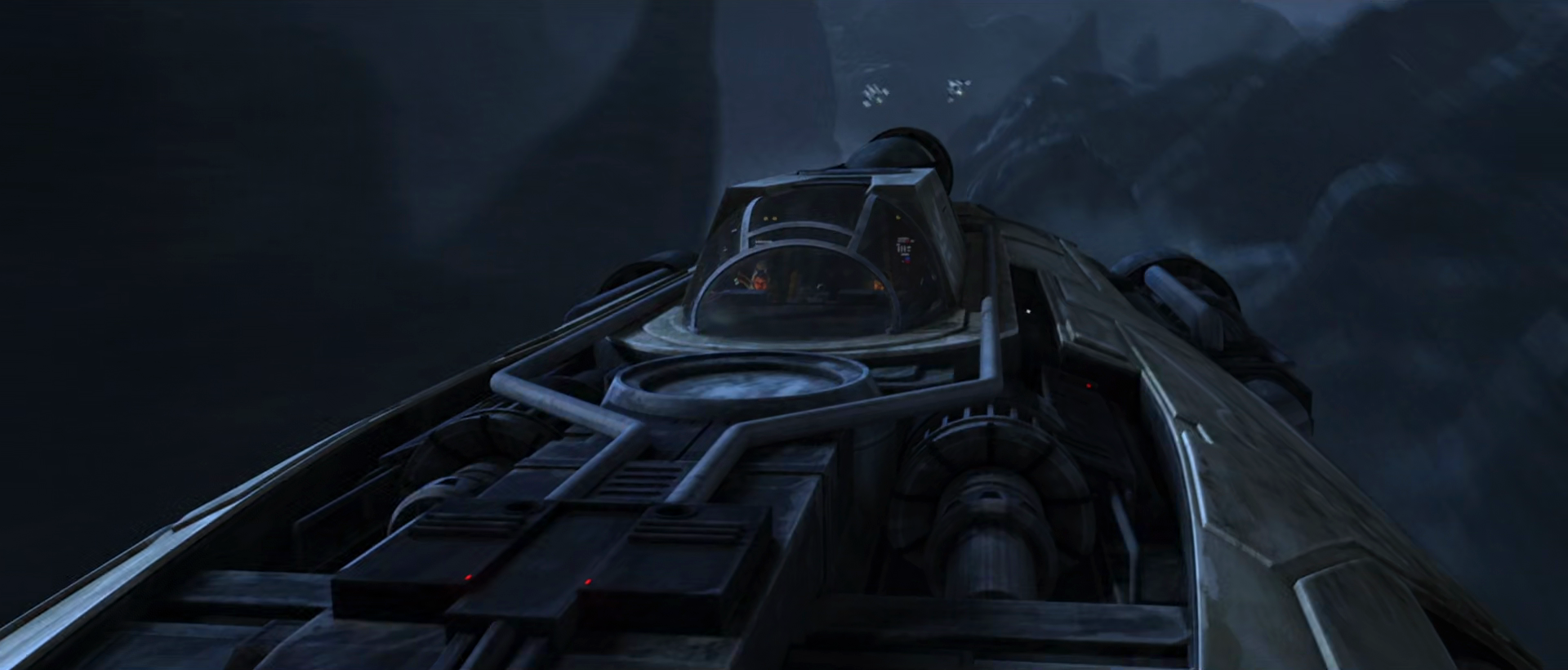 During their escape, Trace piloted the Silver Angel while Tano manned the laser turret.