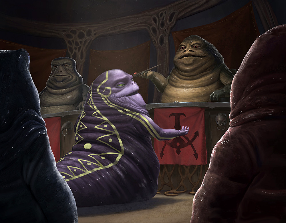 Ziro the Hutt brought before the Grand Hutt Council.