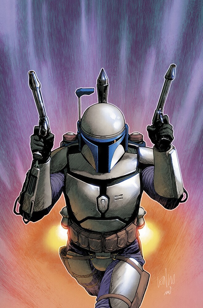 The famed Mandalorian bounty hunter Jango Fett, who served as the clone template for the Grand Army of the Republic.