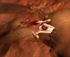 ニーブレイの群れの中を飛行するシャドウ中隊