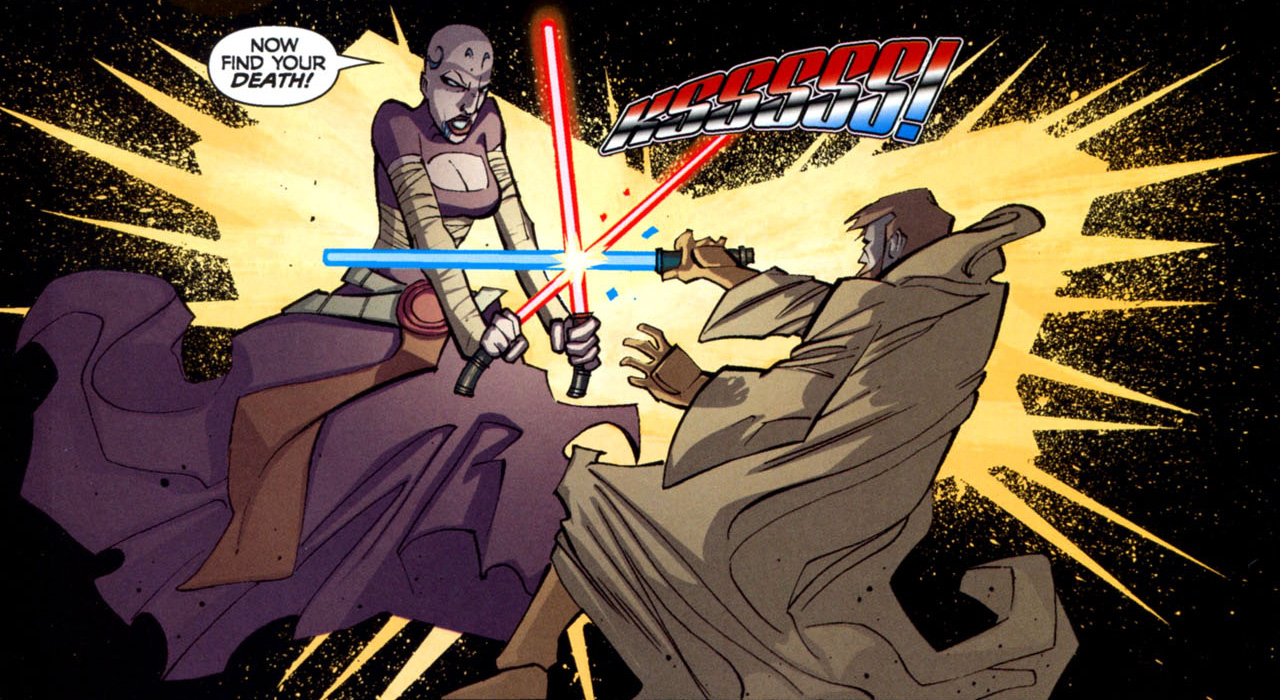 Kenobi duels Asajj Ventress on Valahari