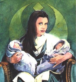 Leia with the infant Solo twins