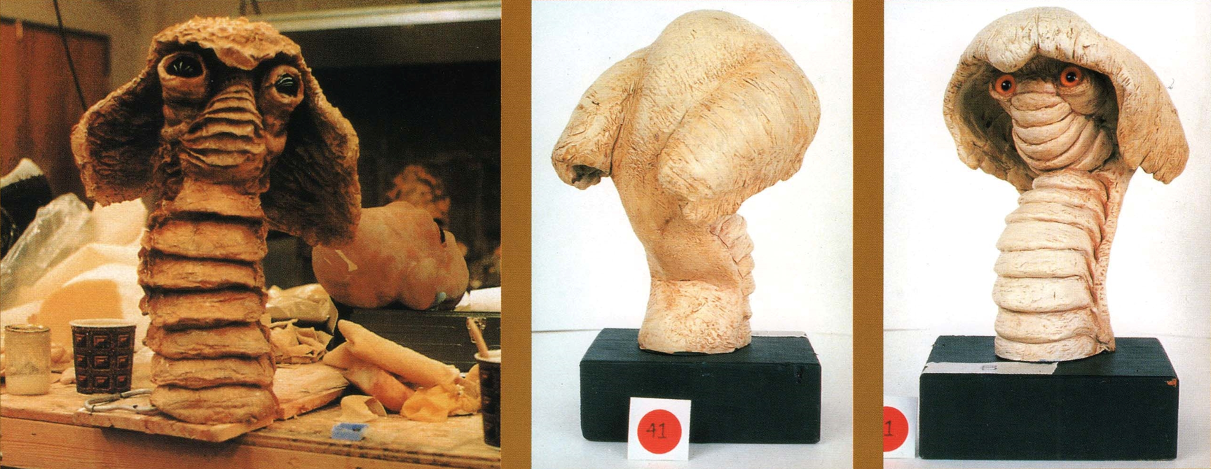 The puppet of Loje Nella (left) was based on a maquette (right) that was based on a Joe Johnston sketch.