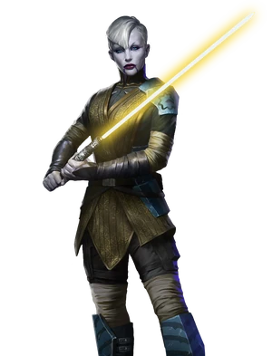 Asajj Ventress is seriously wounded but acts selflessly all the same.