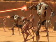 Battle droids on Geonosis