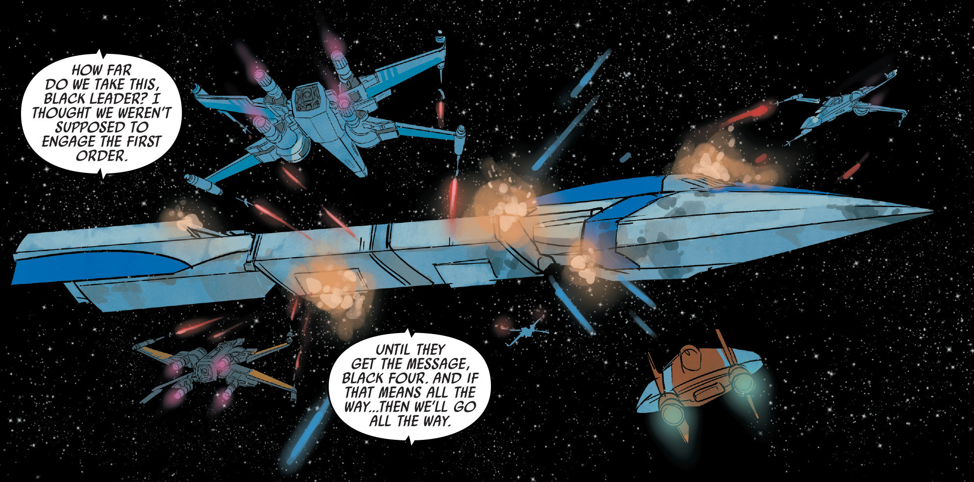 The Carrion Spike under attack from Black Squadron