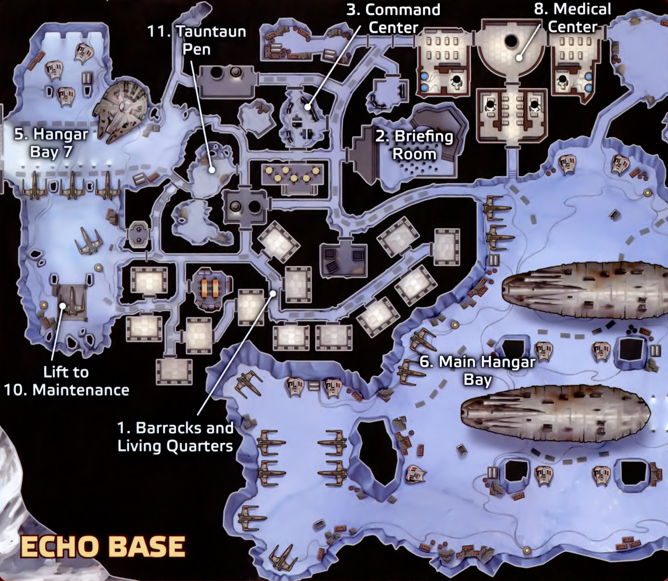 Cool map of Echo Base on Hoth  Star wars planets, Star wars hoth