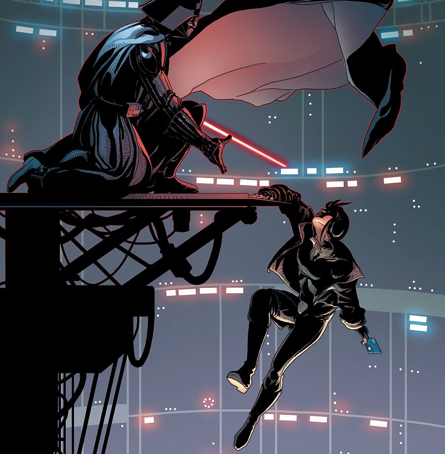 While attempting to steal the Triple-Zero matrix, Aphra accepted the invitation of Darth Vader after his surprise appearance.