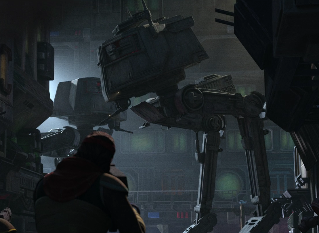 Echo commandeers an AT-AC walker on Ord Mantell.