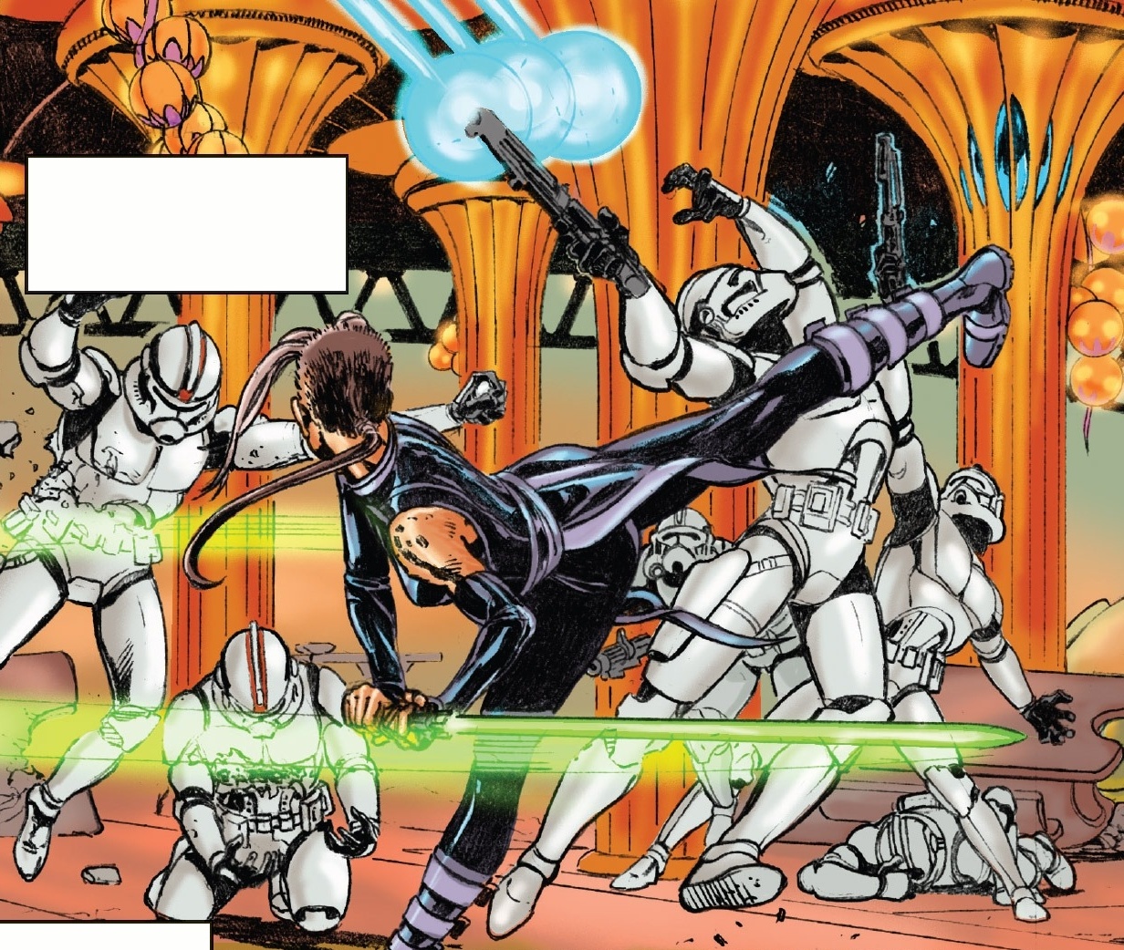 Jeisel fighting her troops during the Order 66.