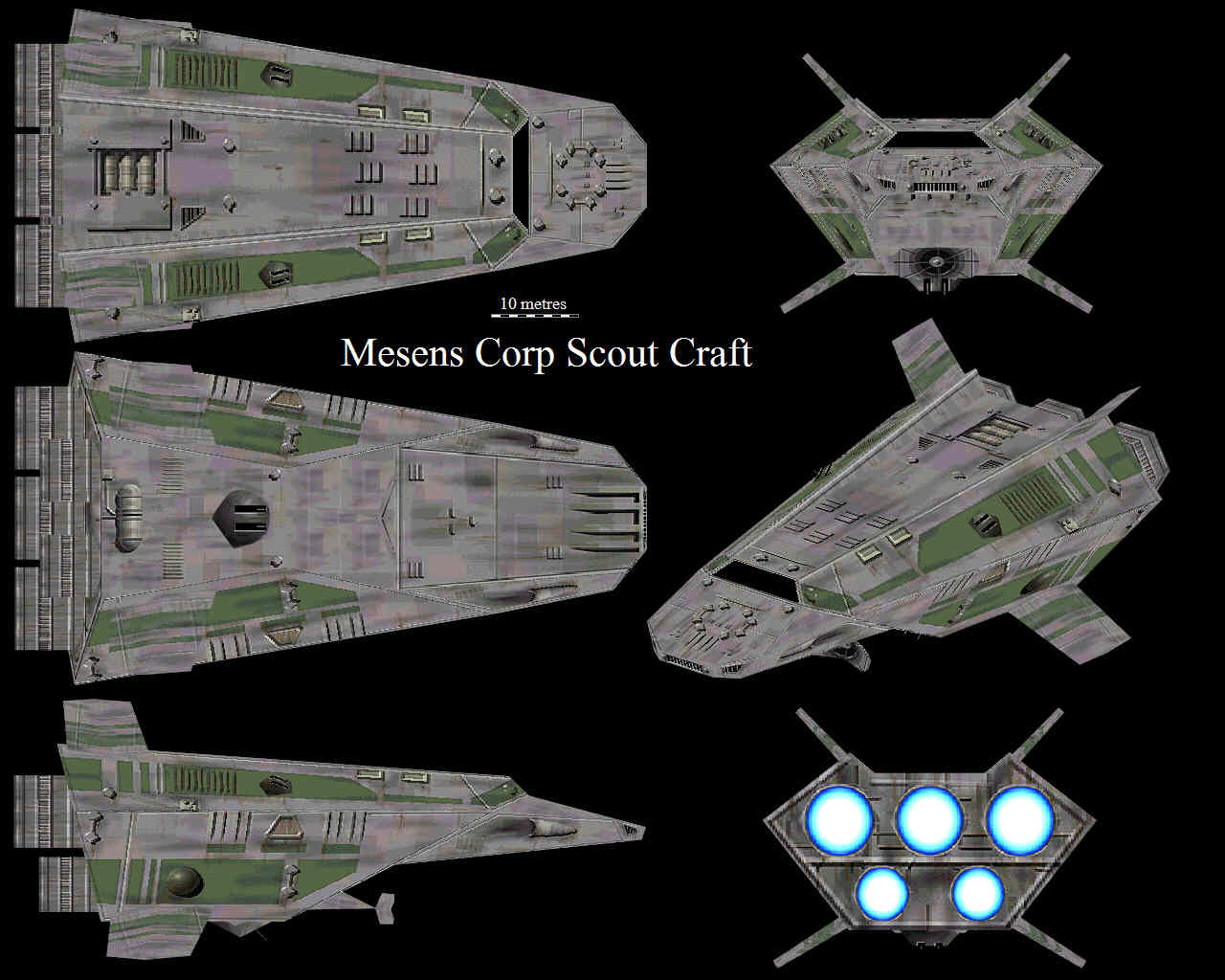 Multiple views of the Mesens Corp. scout craft.