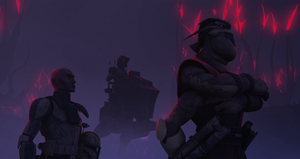 Rex attempts to reason with Pong Krell, the 501st's interim Jedi General.