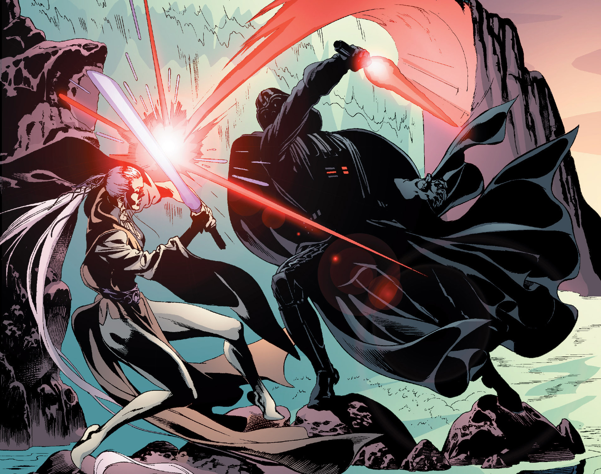 Vader fighting An'ya Kuro, the Dark Woman