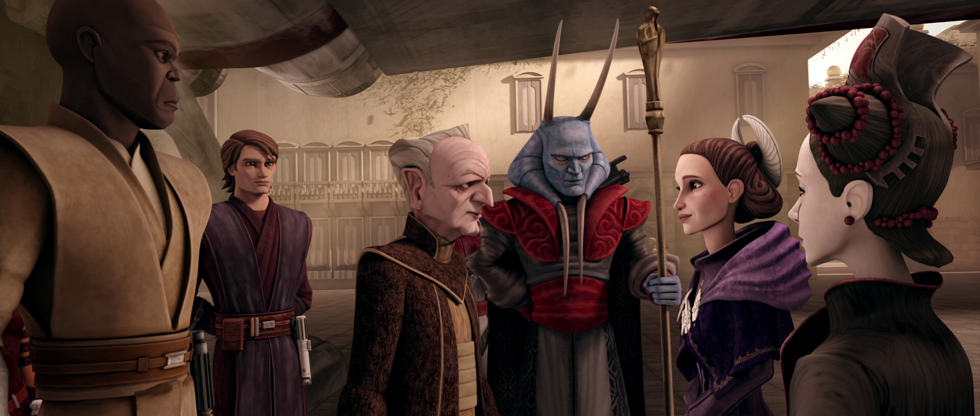 Chancellor Palpatine was greeted by the Naboo government upon his arrival in Theed