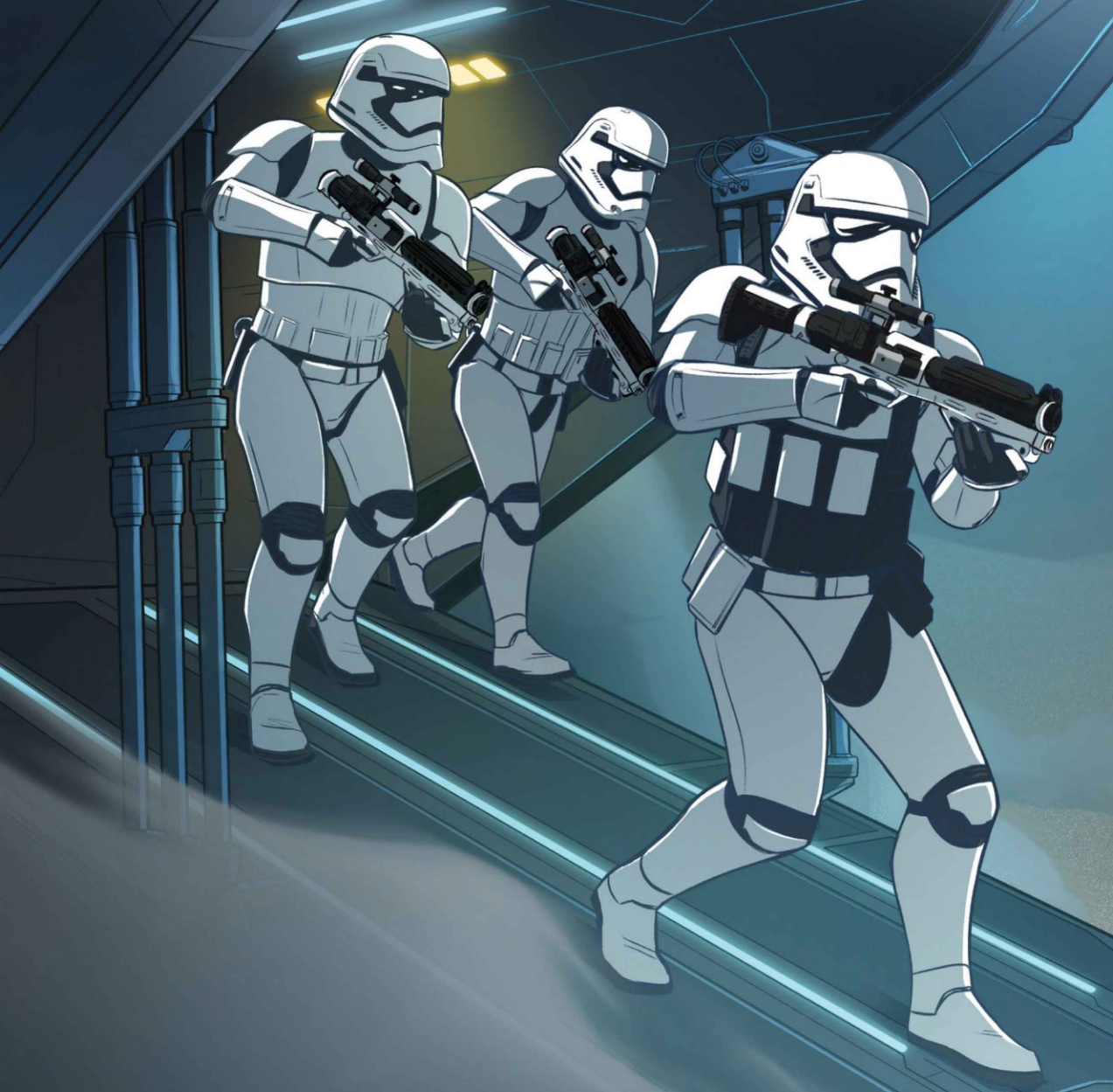 Following in the footsteps of their Republic and Imperial predecessors, stormtroopers served as infantry soldiers in the First Order army.