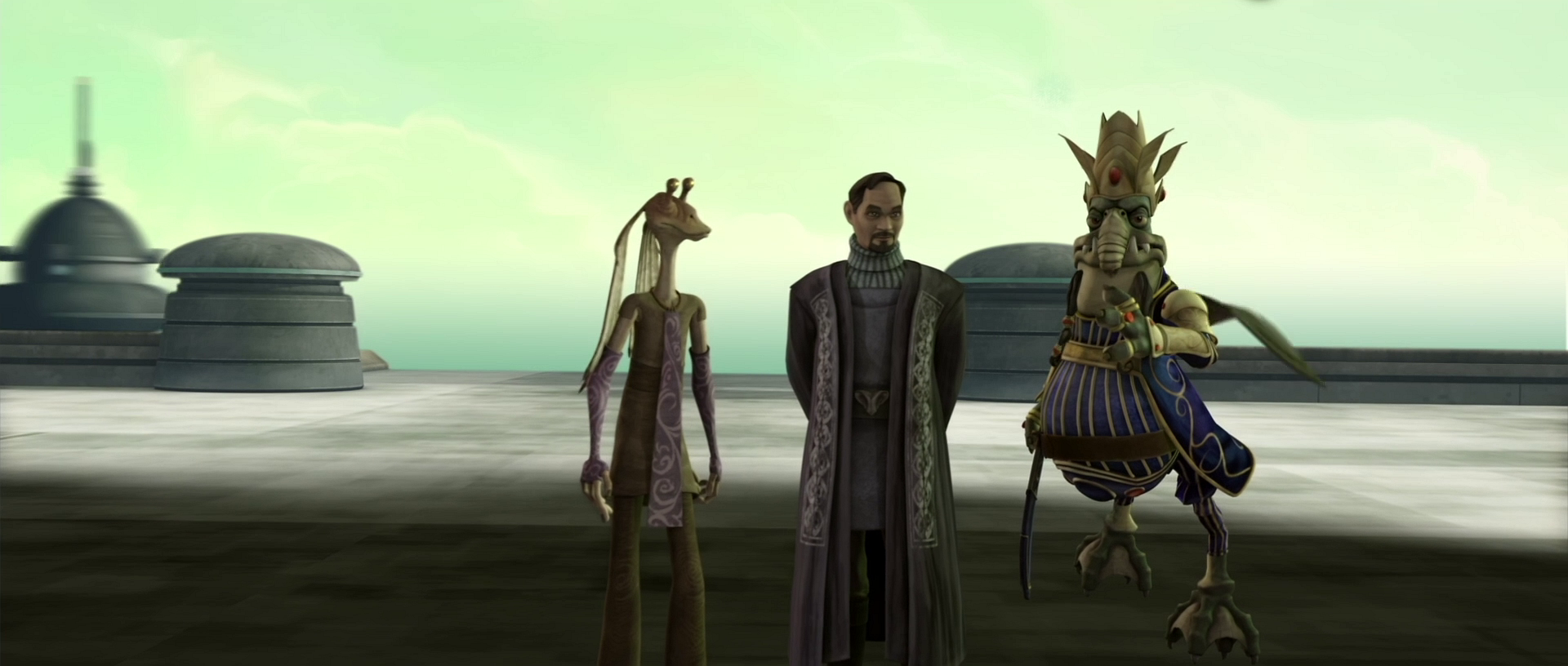 Senator Organa and Representative Binks speak with King Katuunko about Toydaria's future with the Republic.