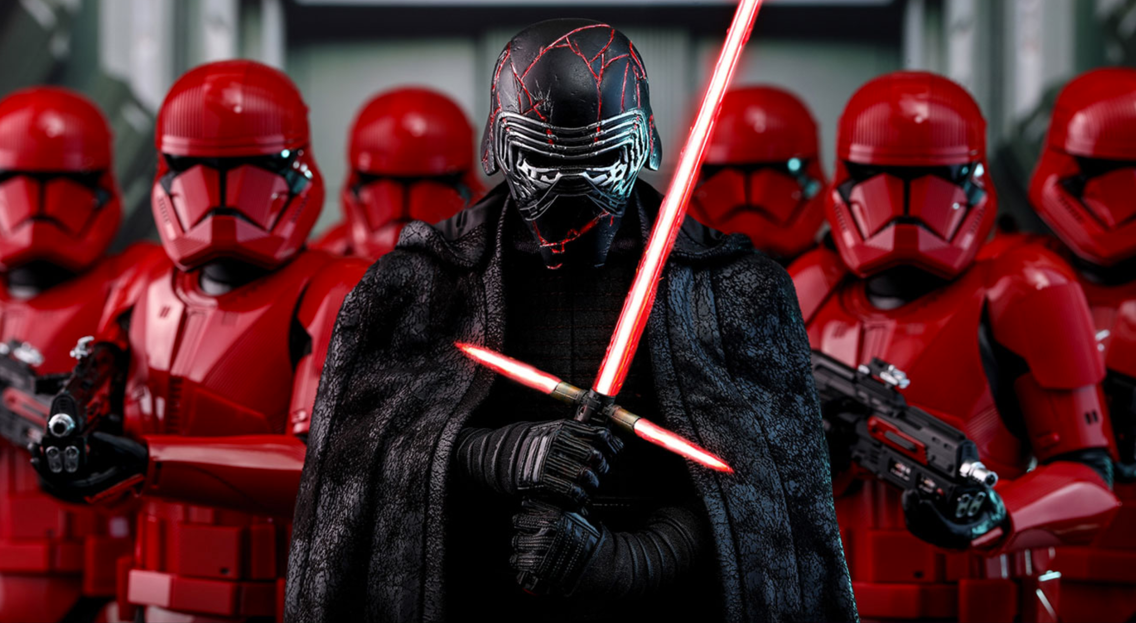 Kylo Ren's helmet was repaired to mark his status as both Master of the Knights of Ren and Supreme Leader of the First Order, which he hoped to turn into a true Empire with the forces of the Sith Eternal.