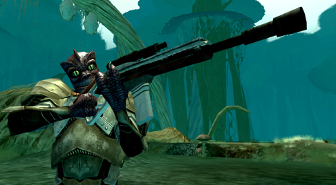 A Trandoshan wielding a Trandoshan Hunting Rifle