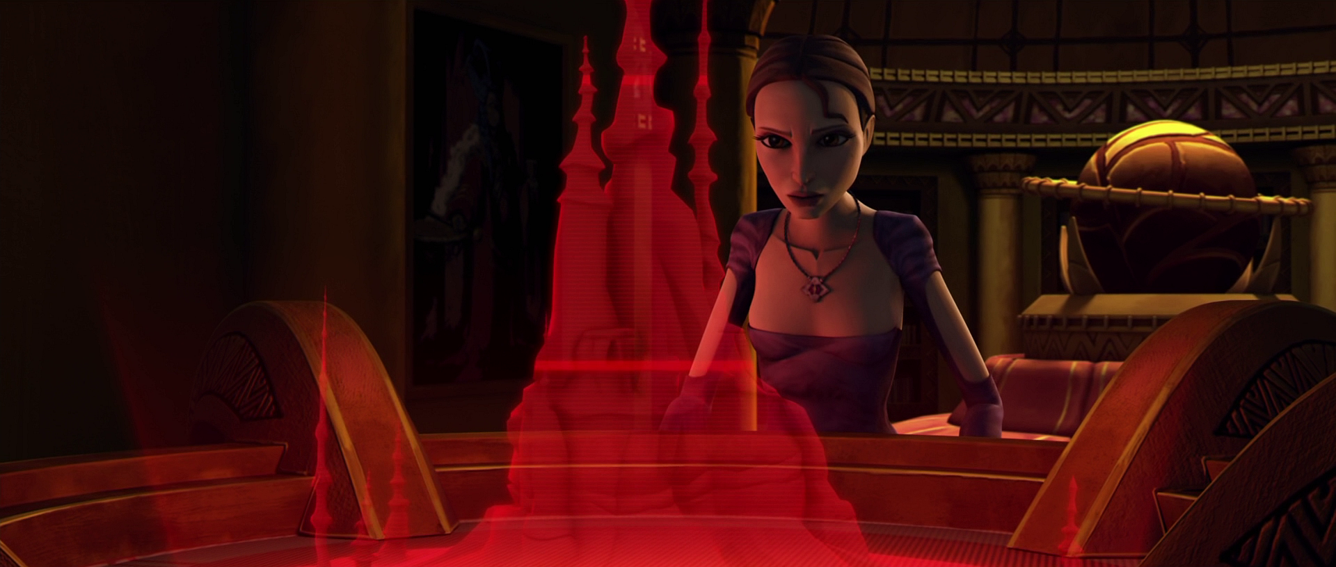 Senator Padmé Amidala uncovers evidence of Rush Clovis aiding the Separatists.