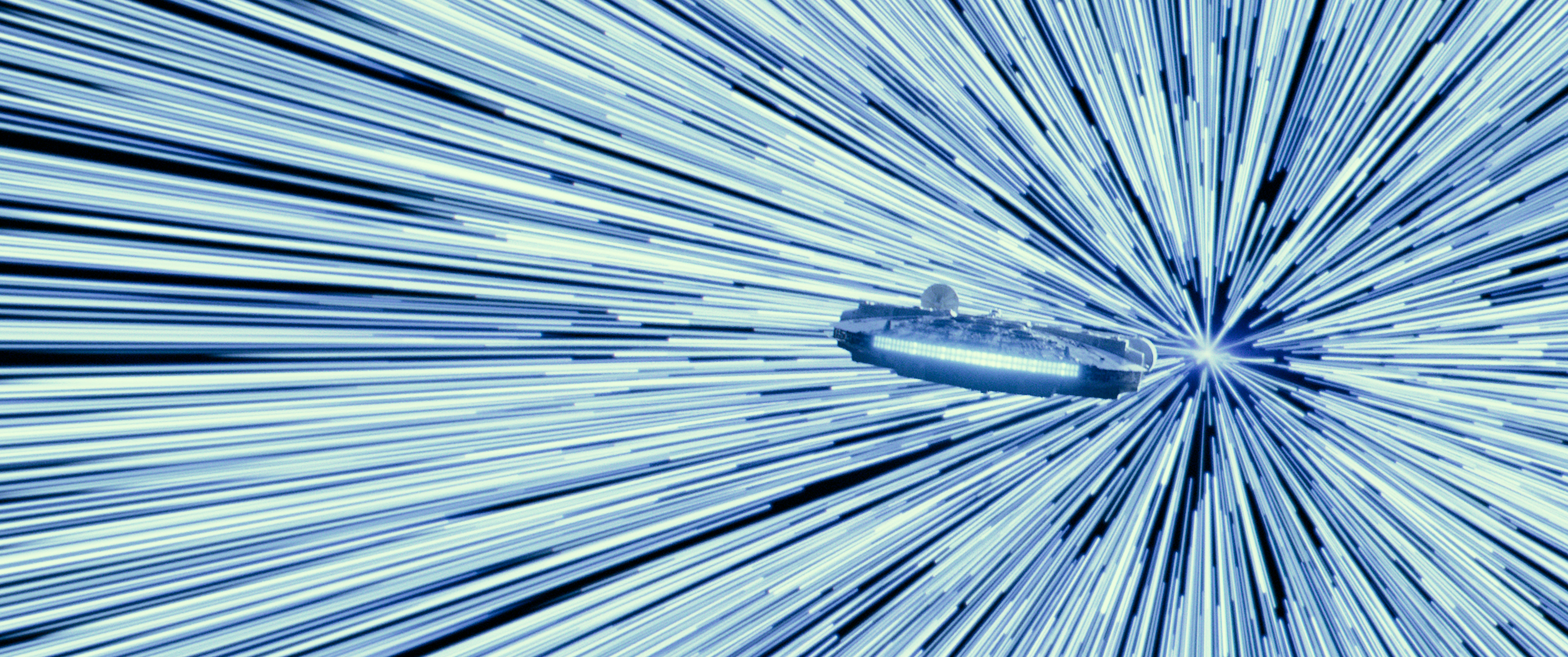 The Millennium Falcon exiting hyperspace