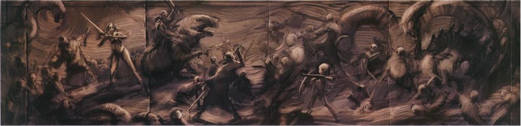 The original concept art made for the frieze during production of Revenge of the Sith