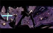 Early abandoned scene of Plo Koon (with space mask) fighting General Grievous in the debris field in "Rising Malevolence"