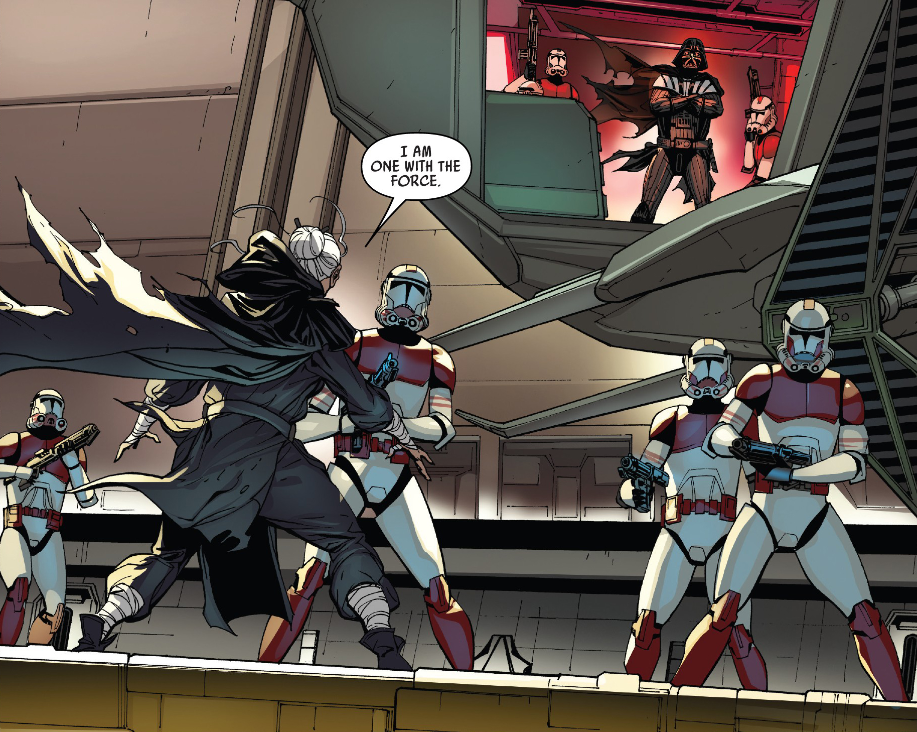 Vader and the clones corner Jocasta Nu.