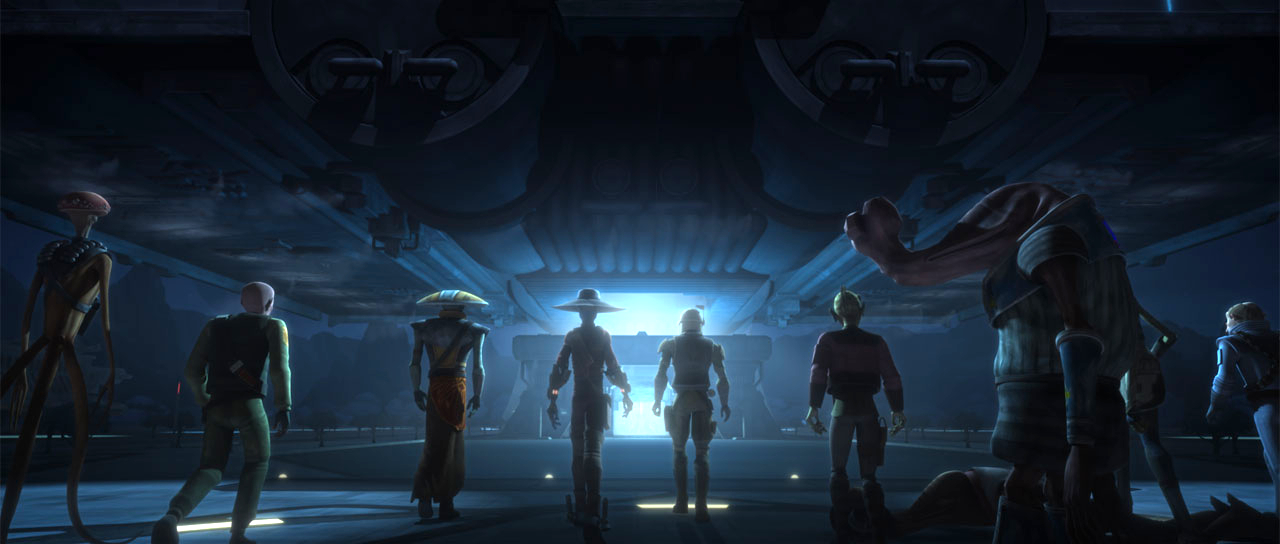 Cad Bane and the other contestants prepare to enter "The Box".