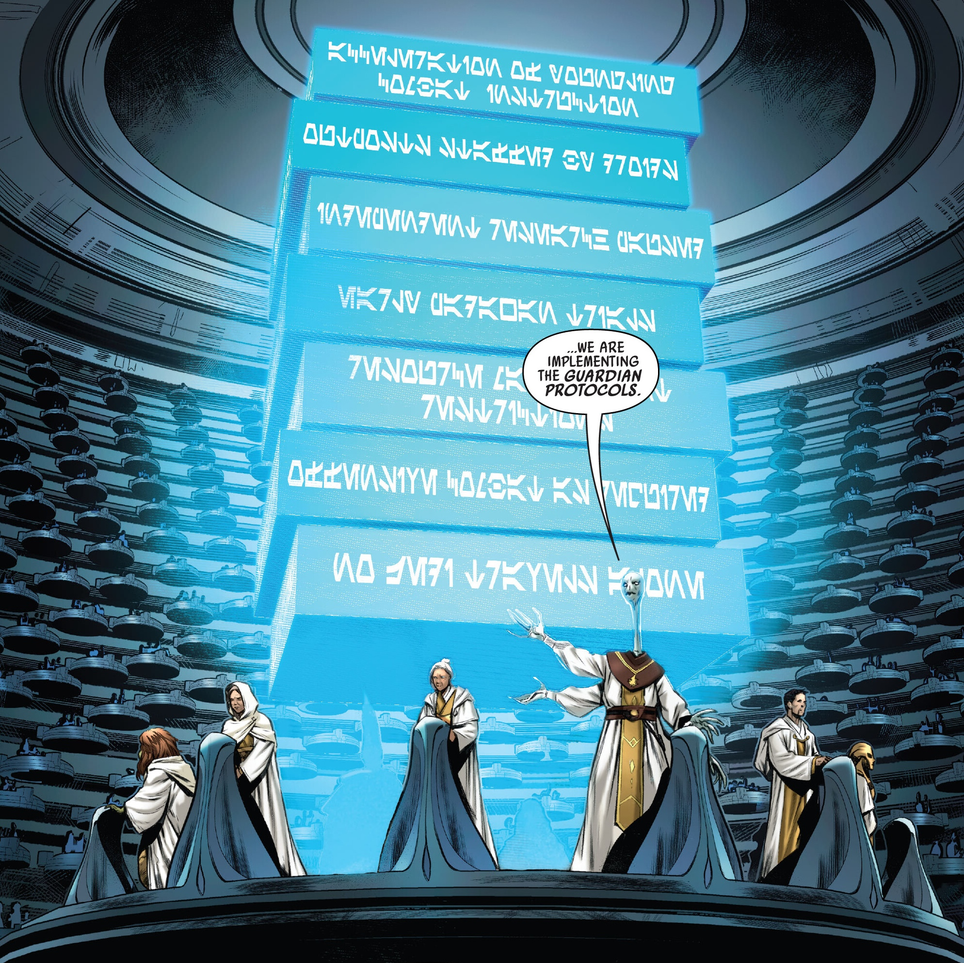 The Jedi High Council implements the Guardian Protocols.